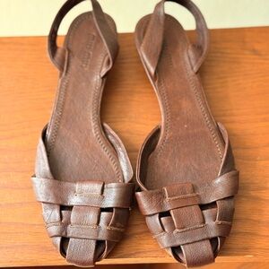 Miu Miu Brown Woven Leather Sandals